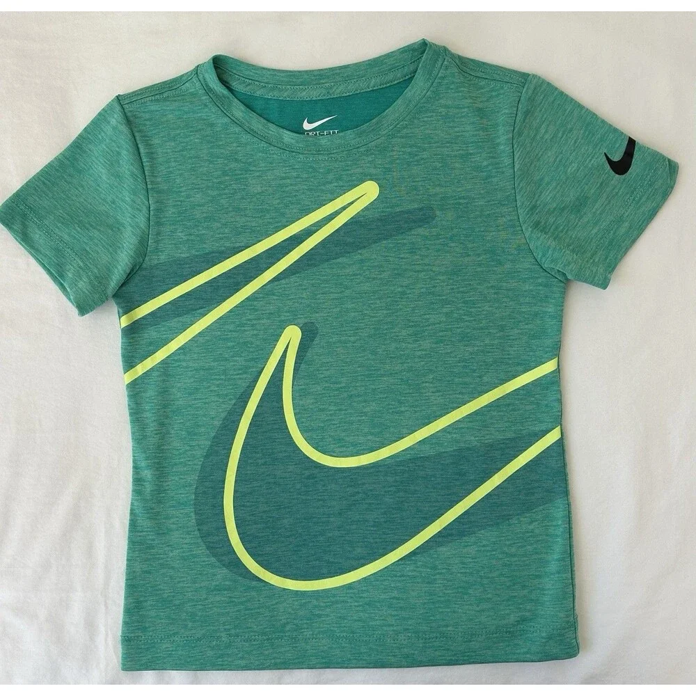 Nike Dri-FIT T-Shirt Boys Size 4 Toddler Green Logo Short Sleeve NWOT